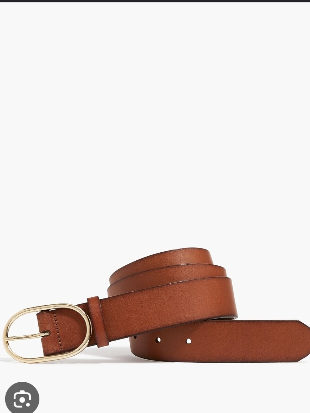 J.Crew Factory Womens Oval Buckle Leather Belt XS/S Camel Brown Gold Buckle Euc
